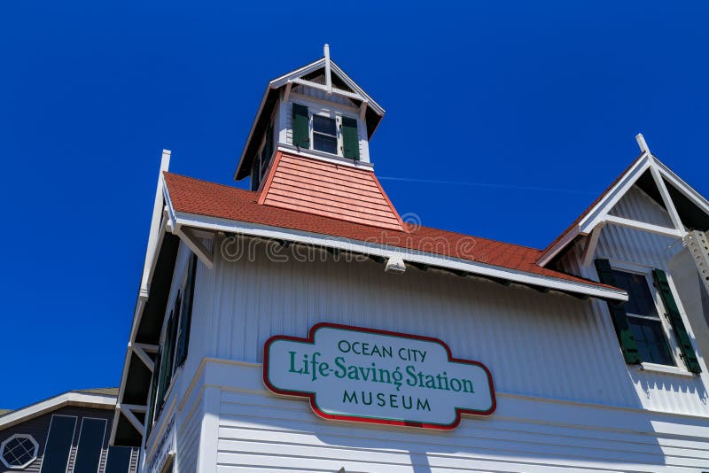 Ocean City Life Saving Museum ign. Ocean City, MD, USA - May 26, 2018: The Ocean City Life Saving Museum is located near an inlet at the south end of the stock images Ocean City Life Saving Museum ign. Ocean City, MD, USA - May 26, 2018: The Ocean City Life Saving Museum is located near an inlet at the south end of the stock images