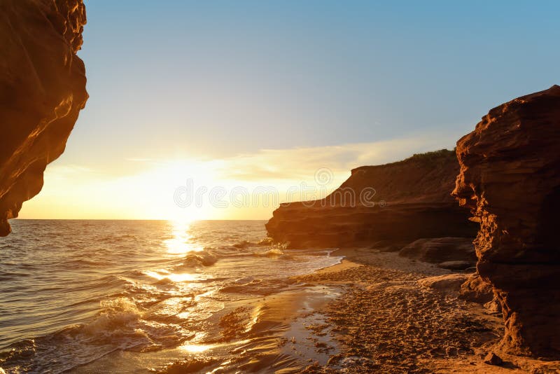 Ocean coast at the sunrise