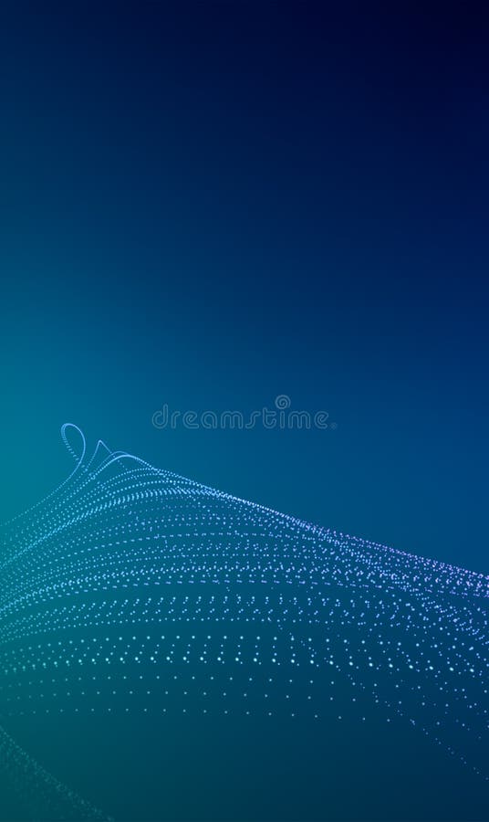 Ocean of data connected by dots on a green and blue gradient background vector illustration
