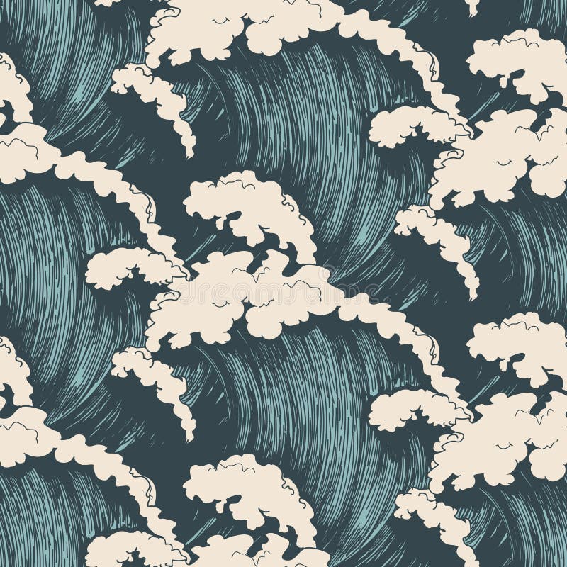 ocean fala deseniowe bezszwowe ilustracji ocean fala deseniowe bezszwowe ilustracji