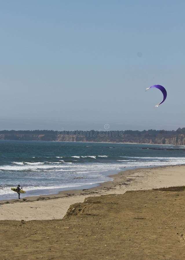 Ocean Kitesurfing at the beach stock photography Ocean Kitesurfing at the beach stock photography