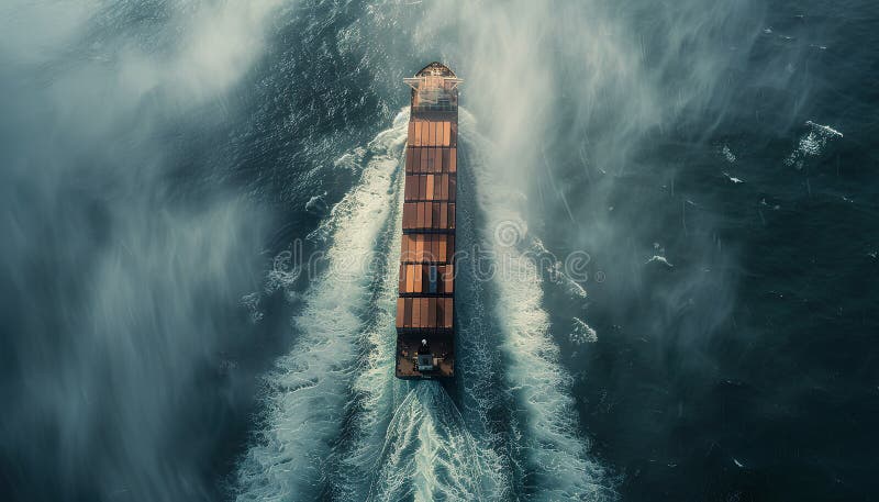 Navă mare container în port care descarcă vedere superioară royalty free illustration