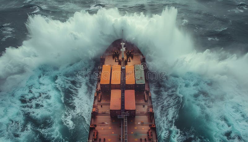 Navă mare container în port care descarcă vedere superioară stock illustration