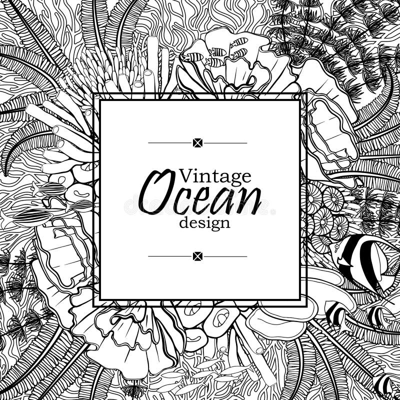 Line Art Card Design : Ocean line art design stock vector image
