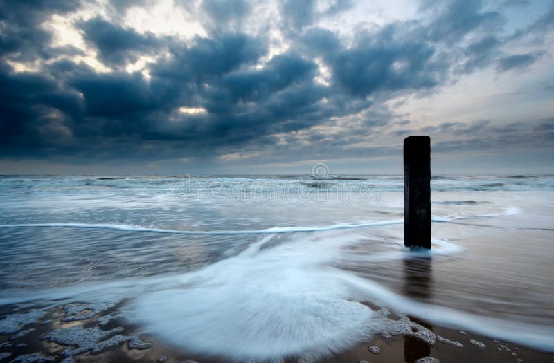 Ocean at night stock photography