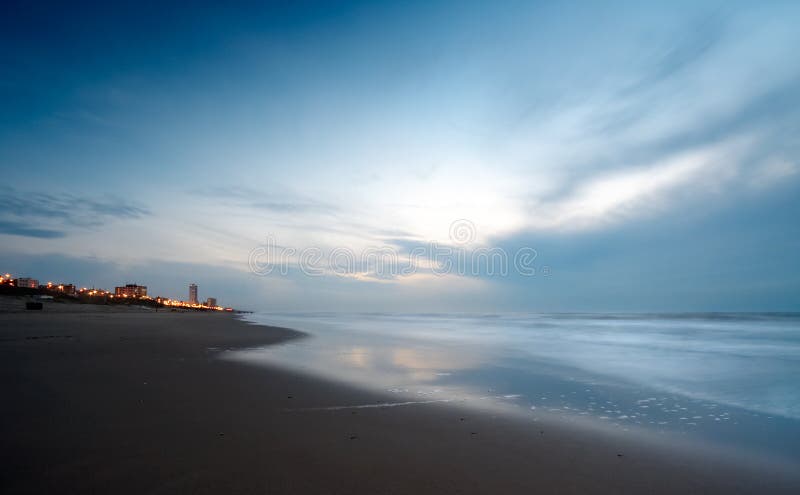 Ocean at night stock image