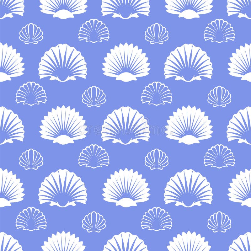 Ocean seamless pattern with sea shells royalty free illustration