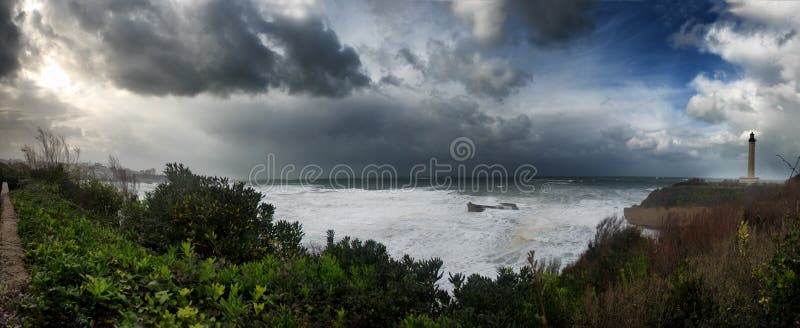 Ocean Storm Weather with Huge Waves in Biarritz, France Stock Photo ...