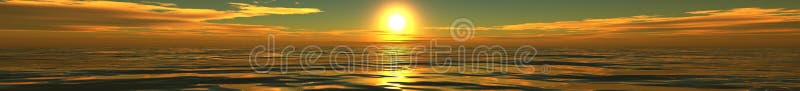Ocean sunset, sunrise panorama of the sea, the light over the sea