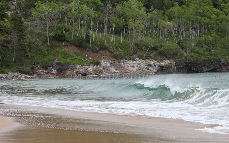 Wave crashing on shore at Sand Beach Acadia National Park. Wave crashing on shore at Sand Beach Acadia National Park.