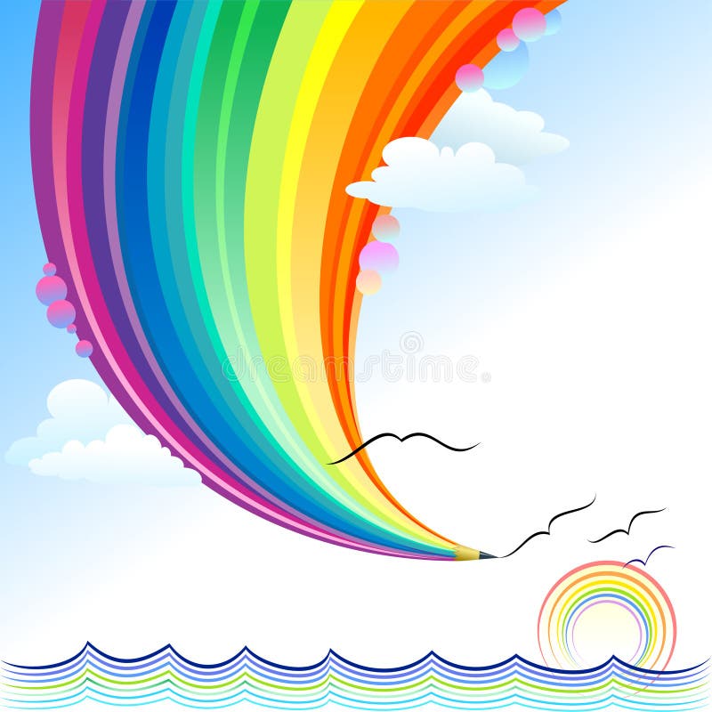 Ocean Waves - Abstract Rainbow Pencil Series