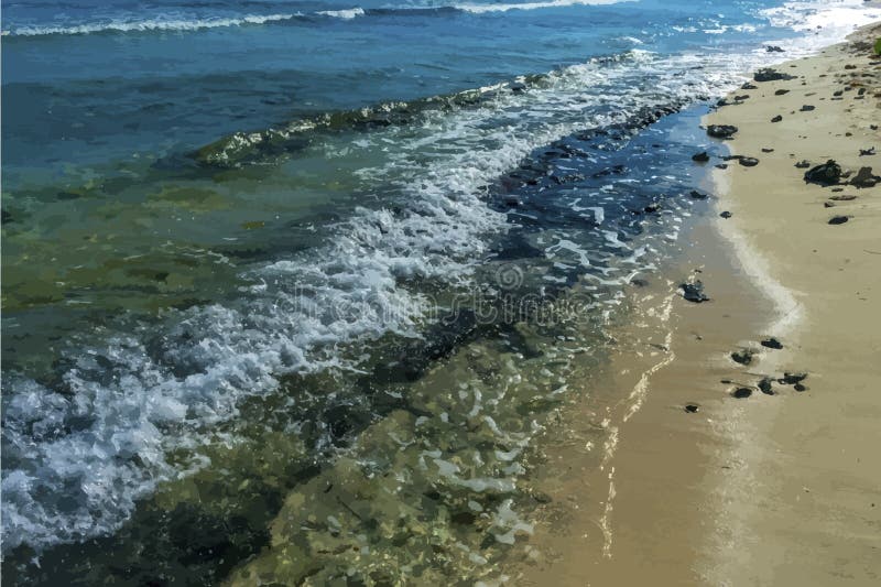 Ocean waves up close crashing on a sandy beach vector royalty free stock photos