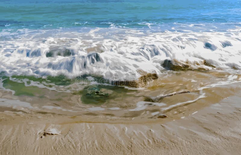 Ocean waves up close crashing on a sandy beach vector stock photo