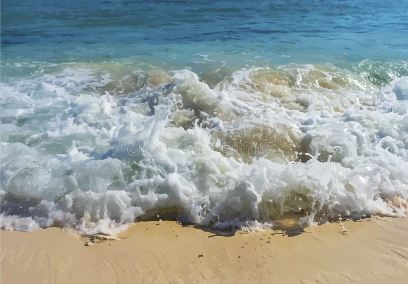 Ocean waves up close crashing on a sandy beach vector stock photography