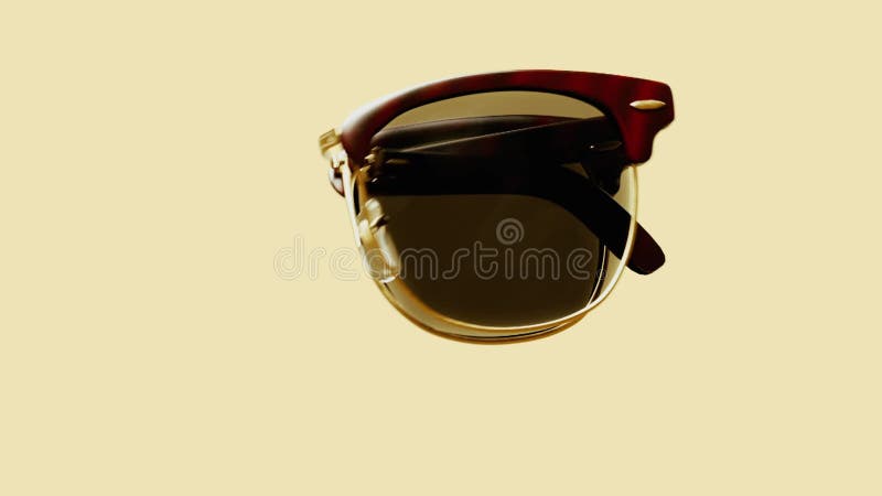 Ochelari de soare de epocă 3d redau animația pliată în carcasă din piele stock video