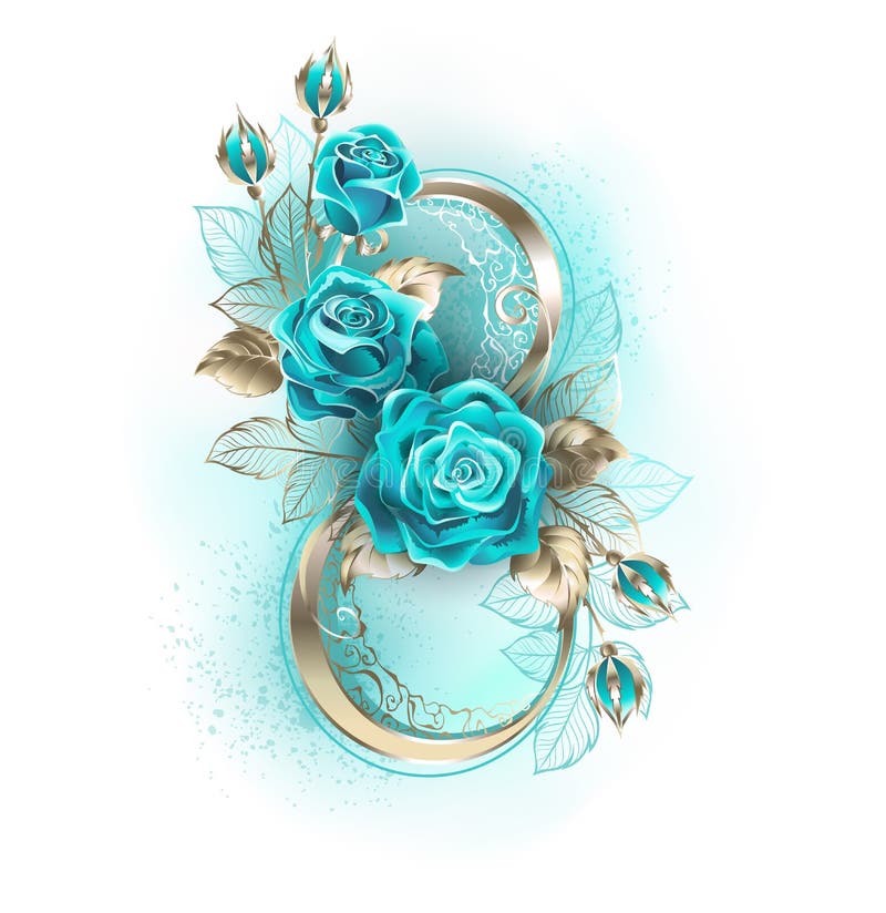 Ocho Con Rosas Turquesas Sobre Fondo Blanco Ilustración del Vector -  Ilustración de rosas, menta: 166380827
