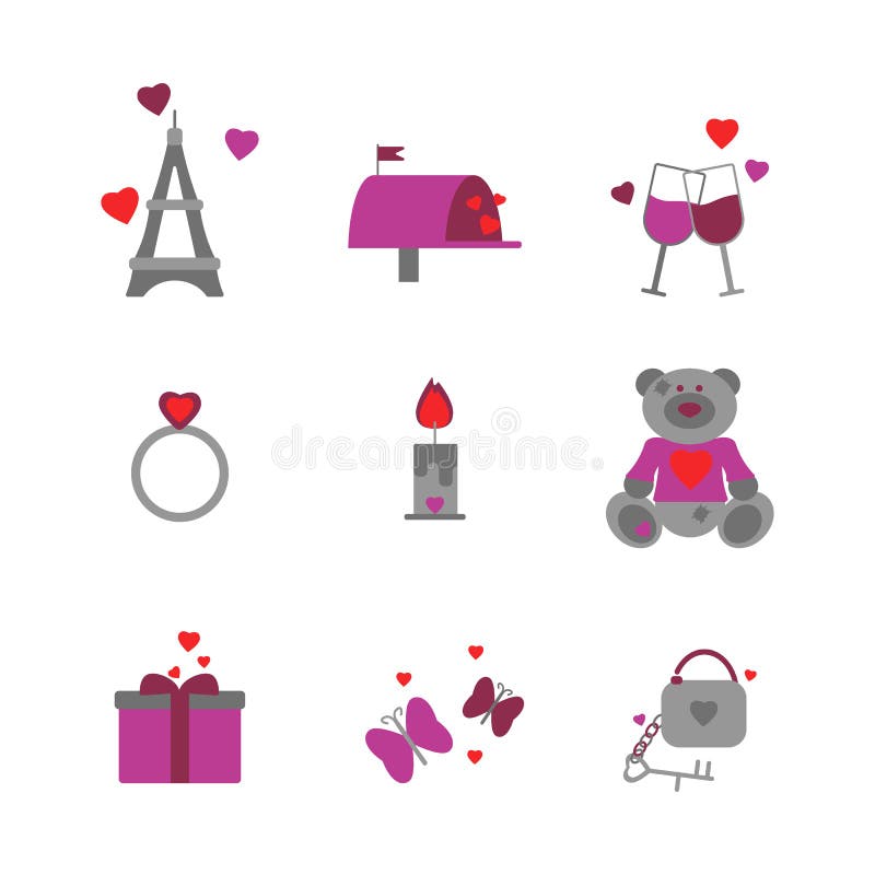 ocks? vektor f?r coreldrawillustration Valentindags uppsättning för symboler vektor illustrationer ocks? vektor f?r coreldrawillustration Valentindags uppsättning för symboler vektor illustrationer