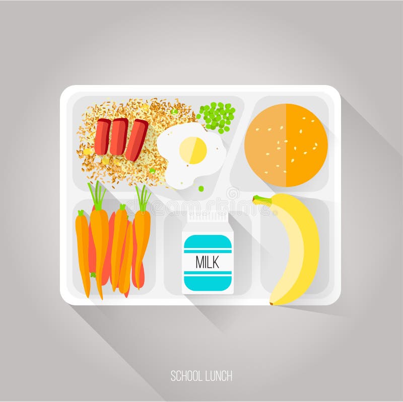 också vektor för coreldrawillustration Plan stil Skola lunch royaltyfri illustrationer också vektor för coreldrawillustration Plan stil Skola lunch royaltyfri illustrationer