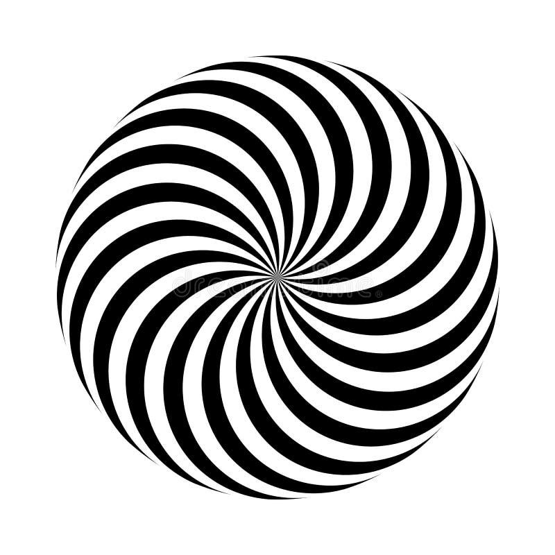 Också vektor för coreldrawillustration Svartvit rund geometrisk modell Optisk illusion av volym stock illustrationer