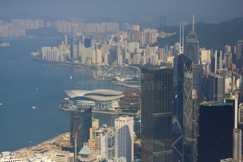 11 Oct 2008 the Peak Hong Kong. Aerial View of Victoria Peak in Hong