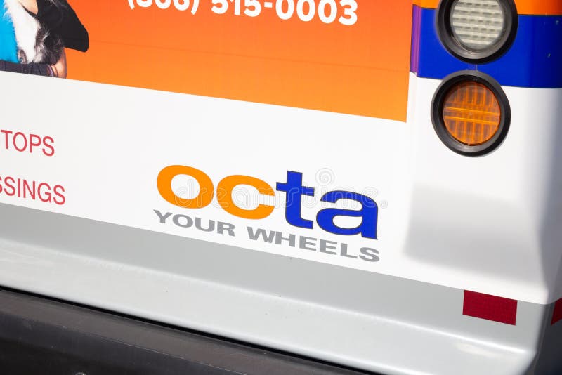 OCTA sign on a transit bus stock photography