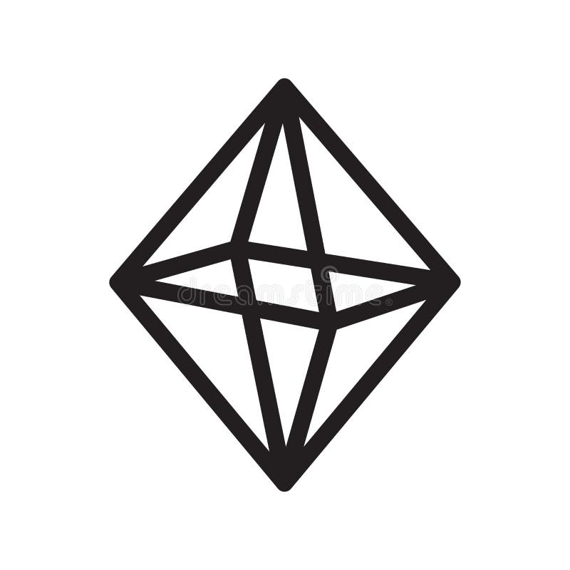 Octahedron icon vector sign and symbol isolated on white background, Octahedron logo concept stock illustration