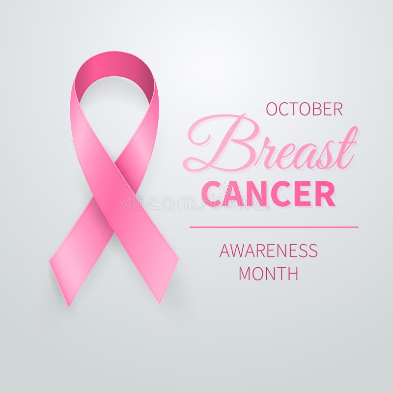 October breast cancer awareness month in. Realistic pink ribbon symbol. Medical Design. Vector illustration stock illustration October breast cancer awareness month in. Realistic pink ribbon symbol. Medical Design. Vector illustration stock illustration
