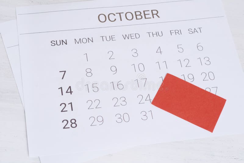 October Calendar with Empty Note Stock Image Image of agenda message October Calendar with Empty Note Stock Image Image of agenda message