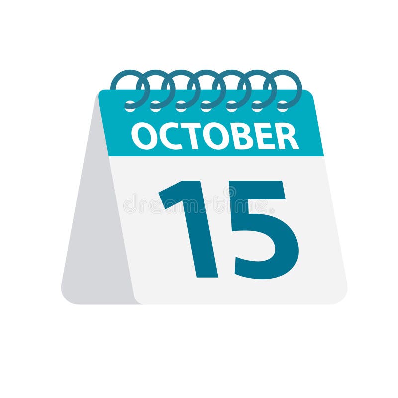 October 15 Calendar Icon. Vector Illustration of One Day of Month