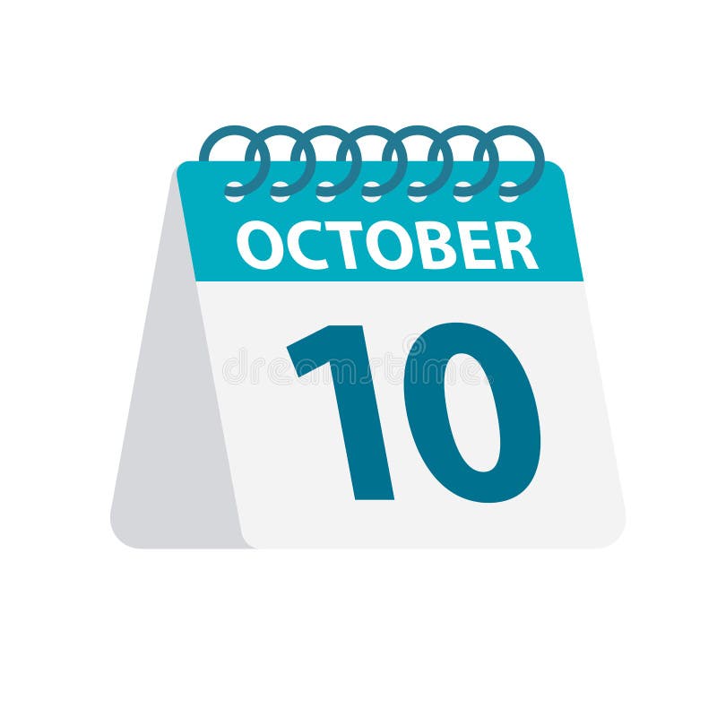 October 10 Calendar Icon. Vector Illustration Of One Day Of Month