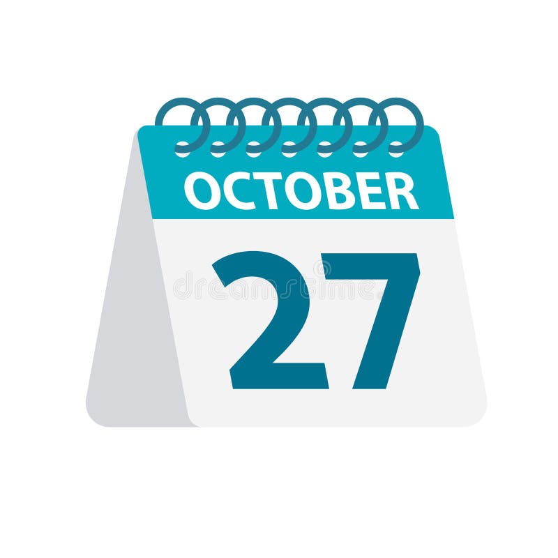 October 27 Calendar Icon. Vector Illustration Of One Day Of Month