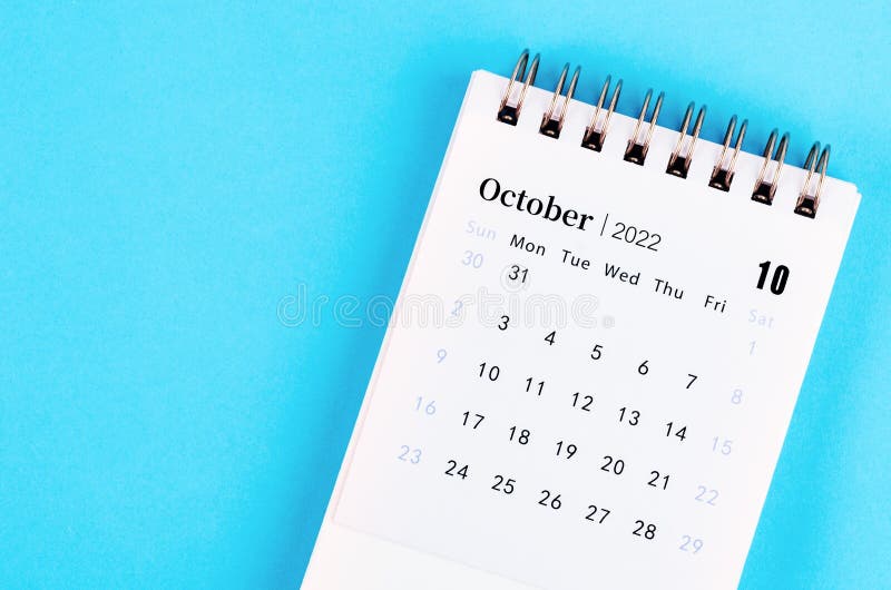 October 2022 Desktop Calendar October 2022 Desk Calendar On Blue Background Stock Image - Image Of Date,  Organize: 234881397