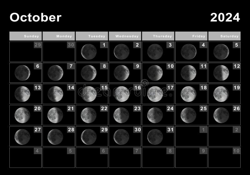 October 2024 Lunar Calendar, Moon Cycles Stock Photo Image of cycle