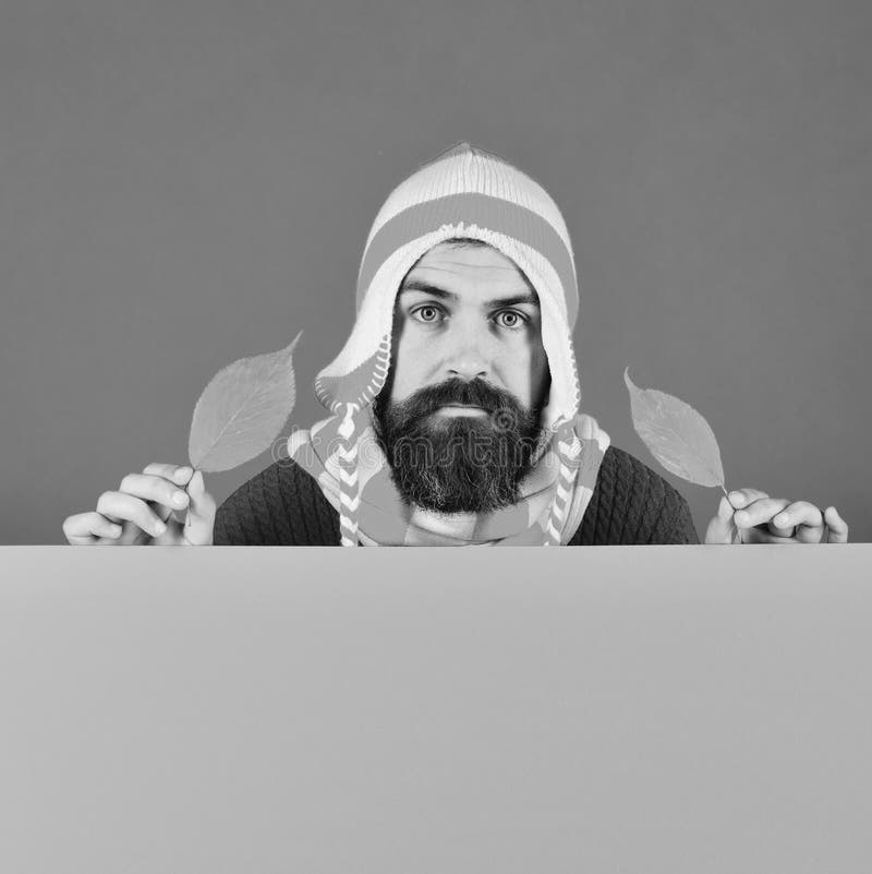October and November time idea. Hipster with beard stock photography
