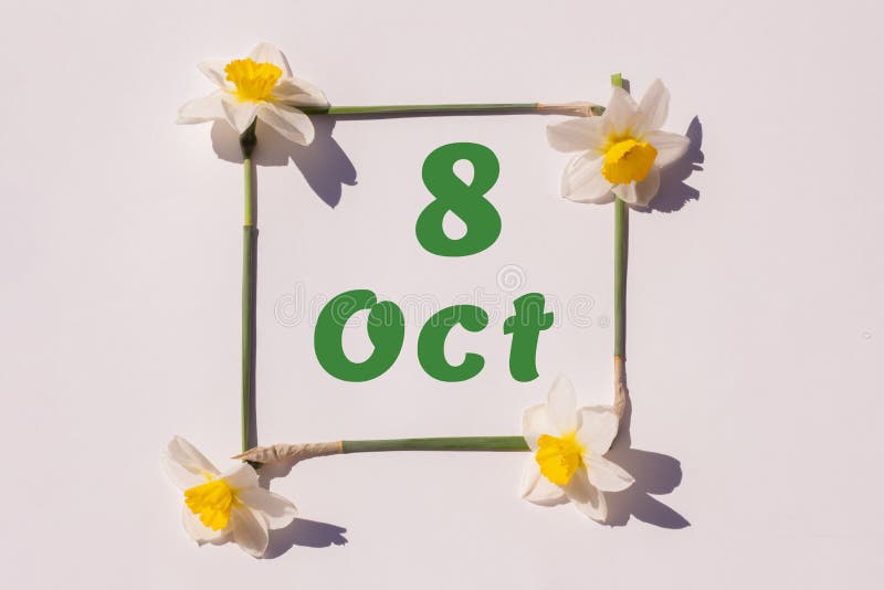 October 8th. Day of 8 Month, Calendar Date. Frame from Flowers of a