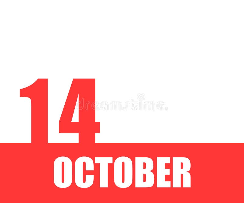 October. 14th Day of Month, Calendar Date Stock Illustration