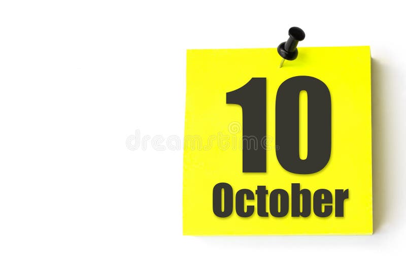 October 10th. Day 10 of Month, Calendar Date. Yellow Sheet of the