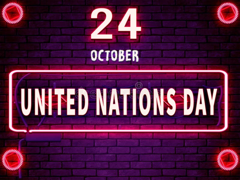 Happy United Nations Day, October 24. Calendar of October Retro Text
