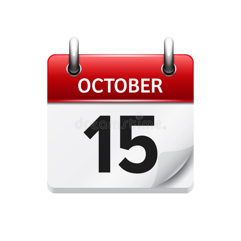 15 October Flat Vector Daily Calendar Icon Stock Vector Illustration