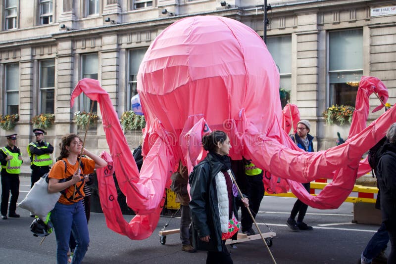 9 October 2019 - Whitehall, London, UK: Extinction Rebellion Protesters ...