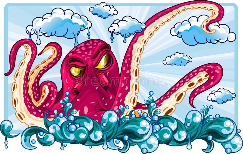 Octopus floating on the sky vector illustration Octopus floating on the sky vector illustration