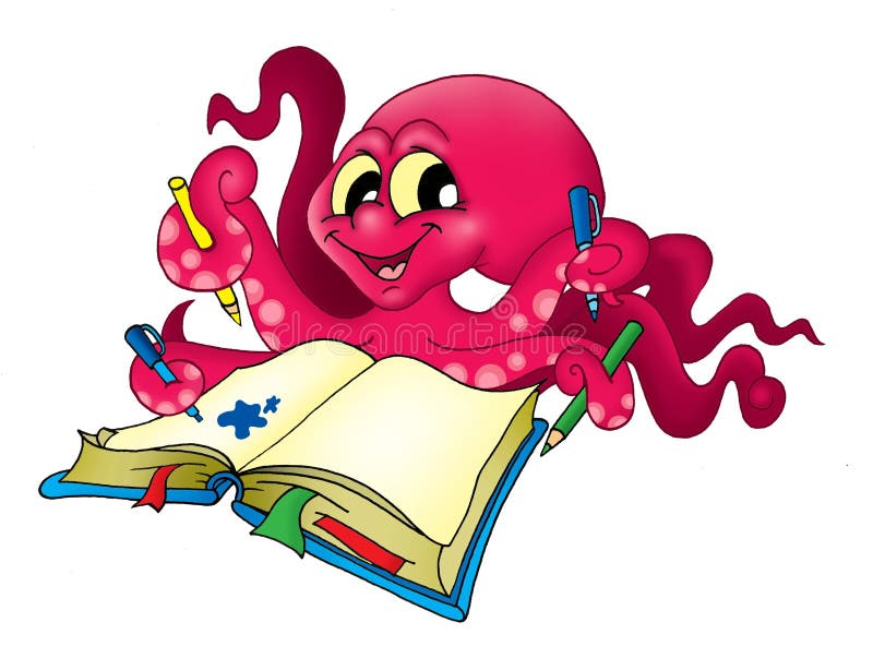 Octopus met potloden stock illustratie Octopus met potloden stock illustratie