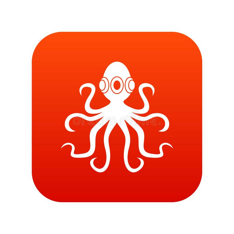 Octopus, pictogram digitaal rood stock illustratie Octopus, pictogram digitaal rood stock illustratie