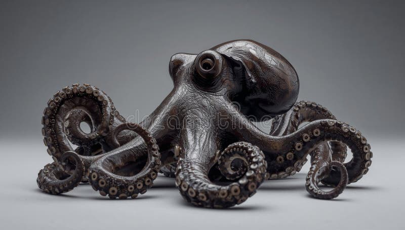 Octopus Displays Its Arms in a Studio Setting Under Soft Light royalty free stock photos