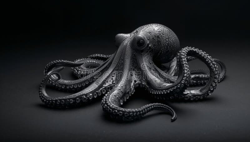 Octopus Displays Its Arms in a Studio Setting Under Soft Light royalty free stock photos