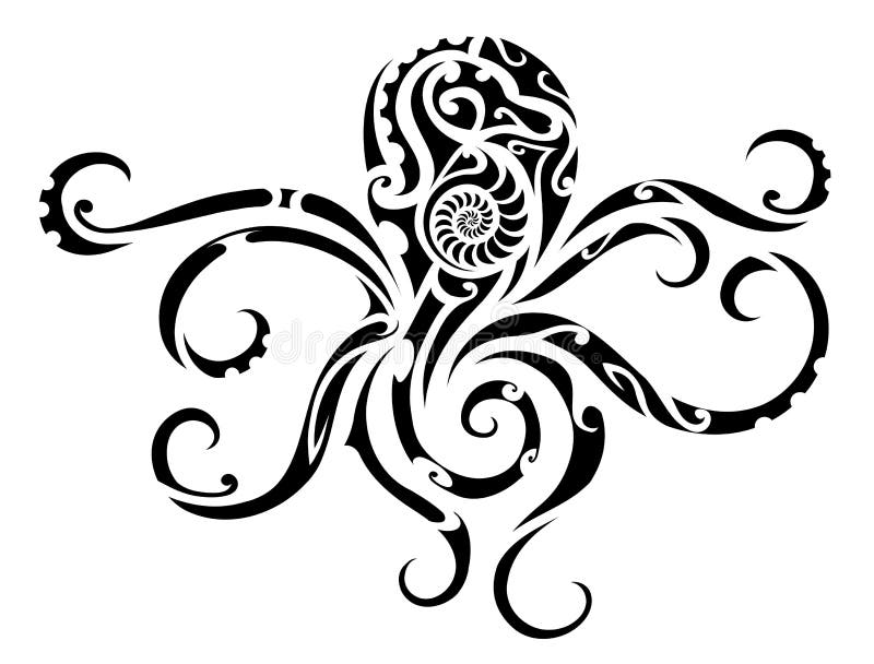 Octopus tribal tattoo vector illustration.