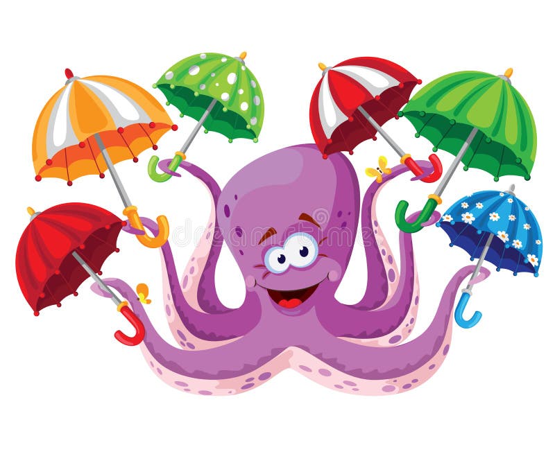 Octopus with umbrella stock vector. Illustration of underwater 47507862