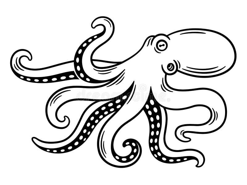 Octopus Vintage Vector Art stock vector. Illustration of kraken - 138419977