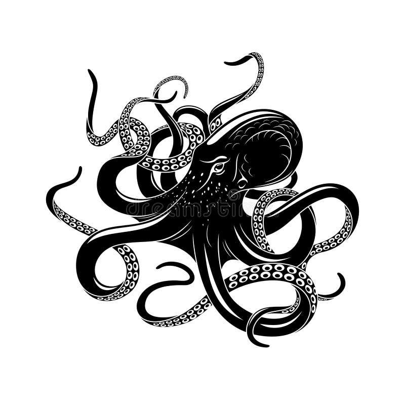 Octopuspictogram voor van de overzeese het ontwerp monstertatoegering stock illustratie Octopuspictogram voor van de overzeese het ontwerp monstertatoegering stock illustratie