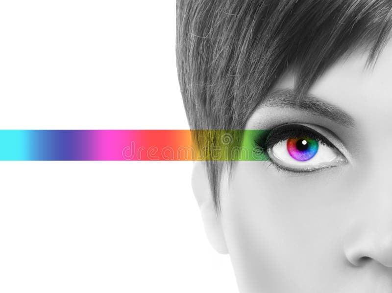 Oculistic pojęcie, czarny i biały portreta przyrodnia kobieta, przygląda się col zdjęcia royalty free Oculistic pojęcie, czarny i biały portreta przyrodnia kobieta, przygląda się col zdjęcia royalty free